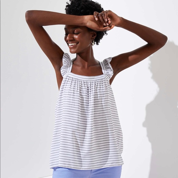 LOFT Striped Flutter Sleeve Tank - Picture 8 of 8